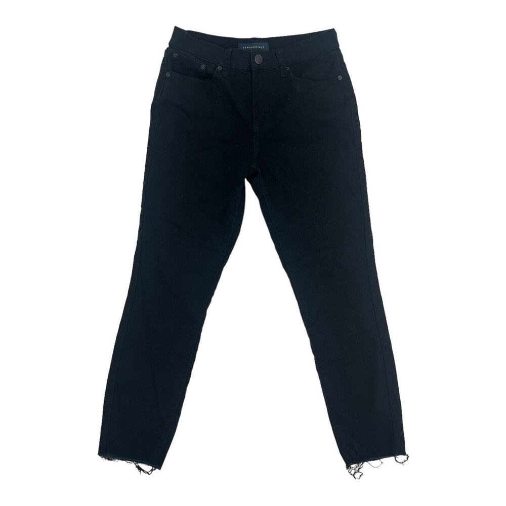 Aeropostale Women's Black High Waisted Cropped Frayed Jegging Pants Size 4